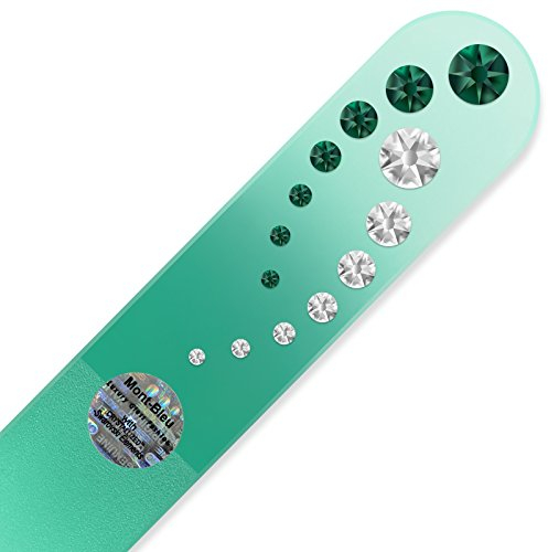 Mont Bleu Handgefertigte Groß-Glasnagelfeile von Hand dekoriert mit crystals from Swarovski - Tschechische Kristallnagelfeile, Echtem gehärteten Glas aus Tschechien