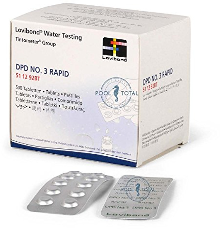 Lovibond DPD 3 Rapid 500 Tabletten (50 Streifen) by Pool Total | Markenqualität Tintometer | zur Messung von gebundenen Chlor (Chloramine/Gesamtchlor) im Pool, Spa & Schwimmbad