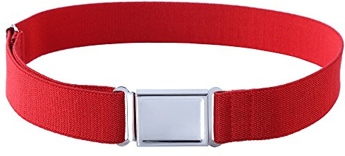 Kajeer Ceinture élastiquée pour Enfants Garçons - Entièrement Réglable Ceinture avec Boucle Magnétique Facile pour garçons et filles de 2-15 ans (Rouge)