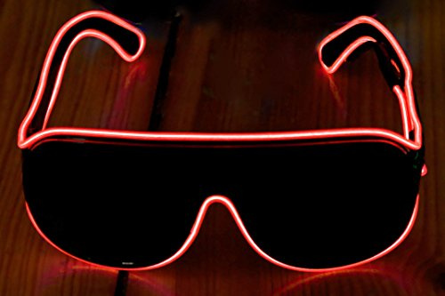Ucult Soundsensitive EL-Wire Blinkbrille Partybrille Festivalbrille LED Brille (Rot)
