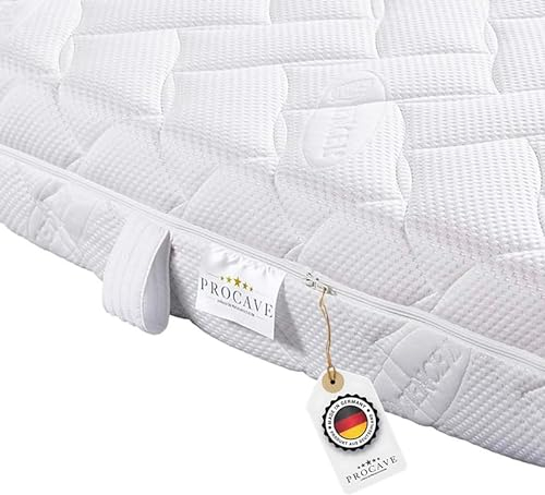 PROCAVE Lyocell Matratzenbezug versteppt, mit 4-Seiten Reißverschluss und 4 Handgriffen, 100% aus Deutschland in 100x220 cm für Matratzen-Höhe 24cm