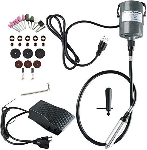 1/4HP Rotary Tool Flex Shaft Carver Electric Hanging Grinding Machine, Foot Pedal Control, 110V 380W Power, Multi-function Tools for Carving, Buffing (380W)