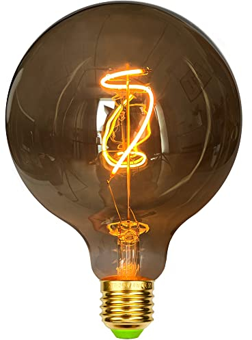 Tianfan Bombilla LED vintage Big Globe G125 2W color humo 220-240V E27 foco decorativo cálido brillo