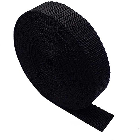 Heavy Duty Webbing Strap Tape - 5 metres - Rucksack/Backpacks, Luggage/Cargo Strapping, Belts (Black, 38mm)