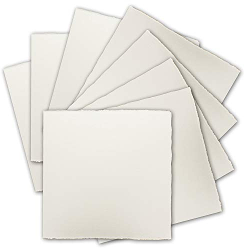 25x Quadratische Vintage Einzel-Karten, Büttenpapier, 12 x 12 cm - Natur-Weiß 225 g/m² - Vellum Oberfläche