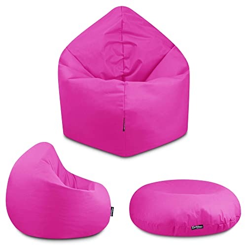 BuBiBag - 2in1 Sitzsack Bodenkissen - Outdoor Sitzsäcke Indoor Beanbag in 32 Farben und 3 Größen - Sitzkissen für Kinder und Erwachsene (145 cm Durchmesser, Pink)