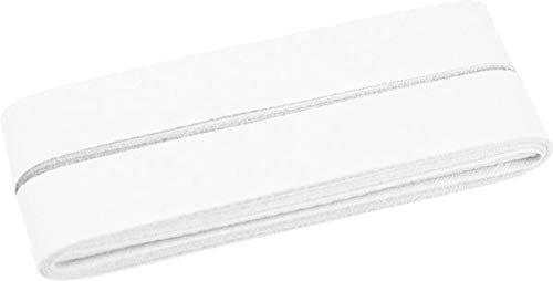 Unifarbenes Schrägband, Baumwolle, vorgefalzt, 20 mm breit - 2 Packungen á 5 Meter, Weiß