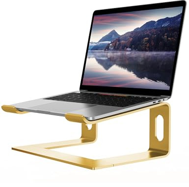 ALASHI Laptop Stand for Desk, Aluminum Computer Riser, Ergonomic Notebook Holder, Detachable Metal Laptops Elevator, PC Cooling Mount Support 10 to 15.6 Inches Notebook, Gold | Aluminum Computer Stand, Elevates 6, Detachable 3-Piece, Open Heat Dissipation, Non-Slip Rubber Pads,For Home Office