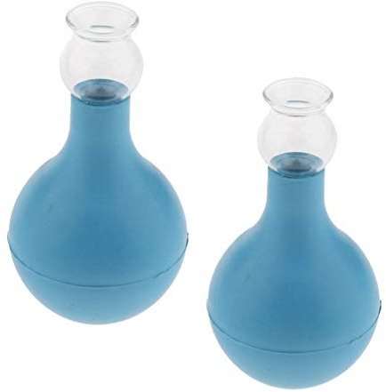 Tubayia Set di 5 coppette in vetro per massaggi sottovuoto, per il corpo intero (blu + blu 2 cm)