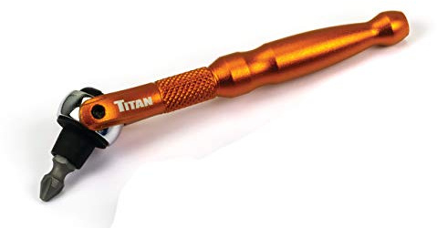 Titan Tools 11323 Mikro-Ratschen-Bit-Treiber, 1/4-Zoll-Antrieb x 10,2 cm, 90 Zähne, Schwenkkopf, Orange