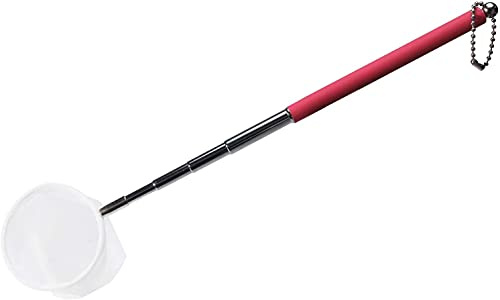 boxtech Fish Shrimp Skimming Net Feinmaschiges, erweiterbares Fischernetz mit Edelstahlgriff für Aquarium Pond Creek (Rot, Runden)