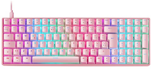Mars Gaming MKULTRA, mekaniskt tangentbord rosa RGB, kompakt 96%, omkopplare Outemu SQ brun, portugisisk-US