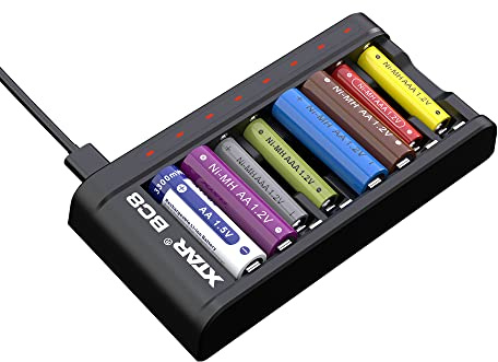 XTAR BC8 Caricabatteria 1.5v batterie ricaricabili Tipo C per batterie ricaricabili 1.5V Li-ion e 1.2V Ni-MH AA/AAA ricaricabili (BC8 Charger)