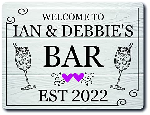 Personalised Bar Sign Metal Plaque Gifts, Bar, Kitchen,