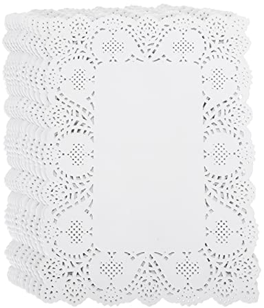 TOPBATHY 170 Stück Mini-Spitzen-Papierdeckchen, Tischsets für Lebensmittel, Kuchen, Basteln (16 x 23 cm)