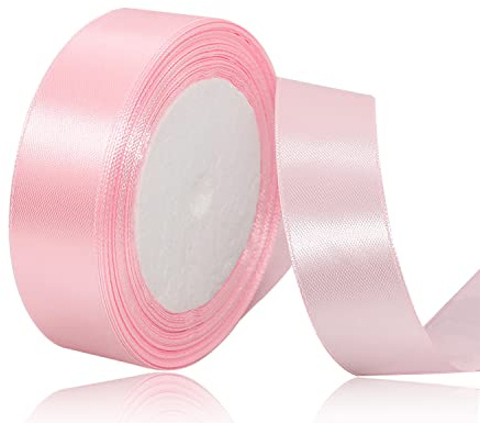 Nastro di Raso Rosa Chiaro 20mm, 22Metri Rosa Chiaro Nastro in Tessuto Nastro Satinato per Confezioni Regalo, Bomboniere, Artigianato, Fiocchi per Capelli, Bouquet da Sposa