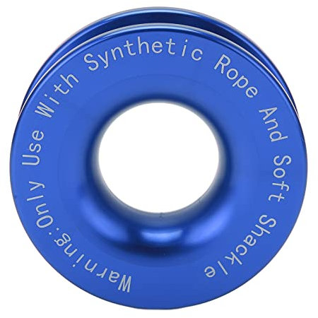 Winch Recovery Ring, Winch Snatch Recovery Ring Winch Snatch Block Pulley Towing Ring 41000lbs Breaking Strength with Ropes for 7/16in 1/2in Soft Shackle with 3/16in 1/4in 3/8in(Blue)