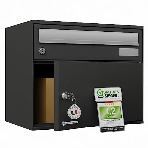 advanSecure® Brief- und Paketkasten | innovatives Schließsystem für kontaktlose Paket-Zustellung | separates Brieffach | designt und gefertigt in Italien | wetterfest | anthrazit