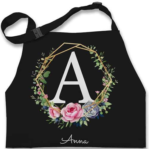 Geschenk mit Namen personalisiert by Shirtracer - Kinderschürze Schürze Kinder Jungen - Weihnachten Name Anfangsbuchstabe - Personalisierte Geschenke Frauen I Geschenkideen Mädchen mit Namen I