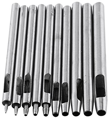 0,5-5 Mm Loch Leder Puncher Craft Tools, 10 Stück Metall Punch Leder Puncher Hole Kit Hollow Belt Craft Tool