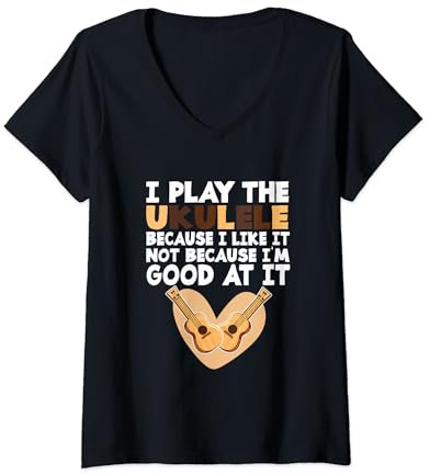 Funny I Play The Ukulele – Instrument à cordes pour ukulélé T-Shirt avec Col en V