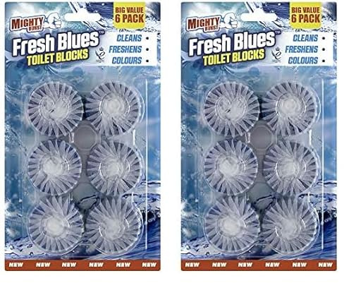 Mighty Burst Fresh Blues Toilet Block, 12 Pack, Cistern Blocks That Freshen, Cleans and Leaves Sparkling Blue Water, Freshens The Bathroom, FBTB724