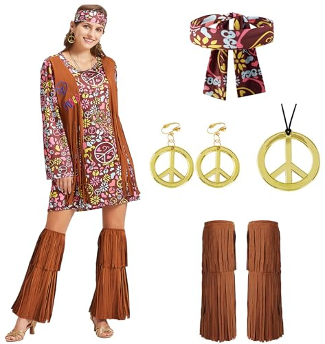 cuteDIY Hippie Kostüm Damen 70er Kleidung