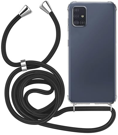 MyGadget Handykette für Samsung Galaxy A51 5G - [ TPU Hülle mit verstellbaren Band ] - Handyhülle mit Handyband zum Umhängen Kordel Schnur Case Schutzhülle - Schwarz