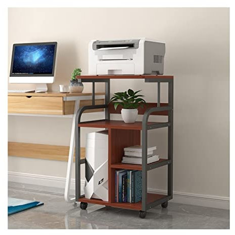 Soporte de CPU Soporte for impresora móvil con almacenamiento abierto, mesa rodante for impresora de 4 niveles, soporte en torre for PC de escritorio con ruedas for almacenamiento y organización en el