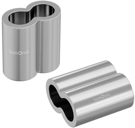 Lumonic 50x Pressklemme für Ø1,2mm Drahtseil | Aluminium | Doppelhülse | Seilklemme, Würgeklemme für Drahtseil, Seil | Drahtseilklemme für Rankhilfe, Wäscheleine, Lampen, Sichtschutz, Sonnensegel, Zau