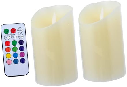 Veemoon 2St Bunte elektronische Kerzen farbige LED-Kerze buntes Kerzenlicht Hochzeitskerzen hochzeitsdeko Kerzenlampe Partylampe Kerzenlicht für Hochzeit Fernbedienung Batterie Plastik