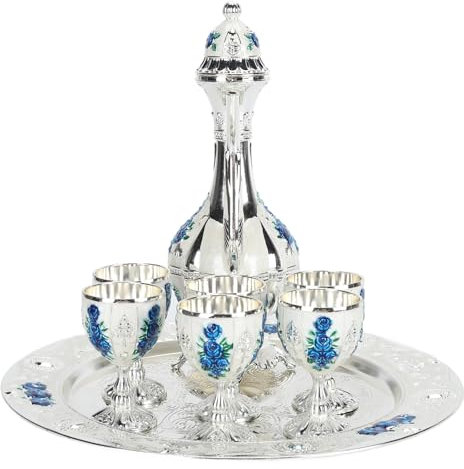 Retro-Weinkrug-Set aus Metall, Lichtbeständig, Schöne Schnitzerei, Weinglas-Set aus Zinklegierung, Dekorative Hochzeitsutensilien (Generic1xfmrgoiwv-11)