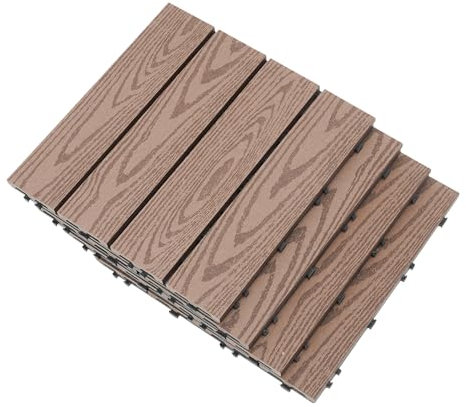 Lot de 22 lames de terrasse WPC avec drainage - 30 x 30 cm - Antidérapantes et résistantes aux intempéries - Pour balcon, sol de balcon, carrelage de sol en plastique (café)