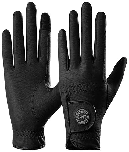 AF EQUESTRIAN Childrens Horse Riding Gloves Equestrian Premium Synthetic Leather Sui Sereno Gloves Snake Skin Design (Black, Medium)