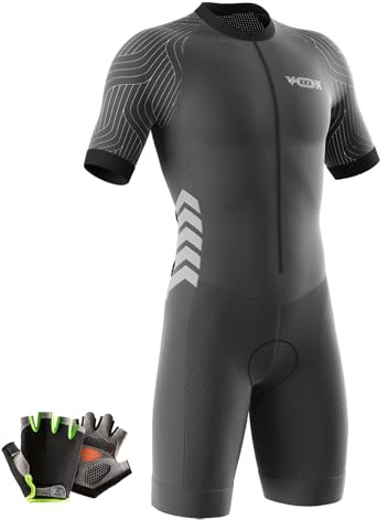 Tuta da Triathlon a Maniche Corte da Uomo,da 3 Tasche，Abbigliamento Ciclismo monopezzo MTB Body Trisuit Cycling Skinsuit,2024 Nuovi Tuta da triathlon da uomo (Typ-12,M)