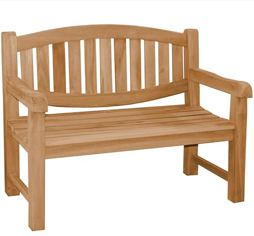 Teako Design Gartenbank Teakholz Extra Stark Bergomo Massivholz Wetterfest, in verschiedenen Größen, Robuste Holzbank für den Außenbereich, langlebige Parkbank (150 cm), TB-J-1131-x