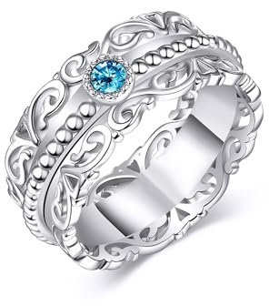 VONALA Filigrane Spinner Ringe Sterling Silber Angst Ringe Fidget Rings for Anxiety Fidget Schmuck Geschenke für Frauen Größe 7