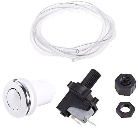 Garbage Disposal Switch Cordless Air Switch Kit For Waste Disposer Metal Brushed 32mm Sink Top Push Button Push Button Switch On Off Waterproof Momentary Led Control Lever Handle Start