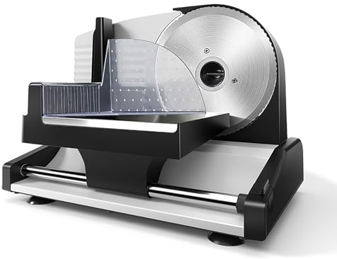 Trancheuse Électrique Trancheuse À Viande La Maison Avec Lame Amovible En Acier Inoxydable De 7,5'' 1-15 Mm Épaisseur Réglable Couteau Dentelé Universel Ø 190 Mm Pour Viande, Fromage, Pain 200W