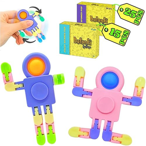 Bolonki 25 Robots Spinner Pop it - Detalles Cumpleaños Niños 3 4 5 6 7 8 9 10 años, Regalos Cumpleaños Niños Colegio, Regalitos Cumpleaños Invitados Niño, Bolsitas Fiestas Infantiles, Fidget Toy