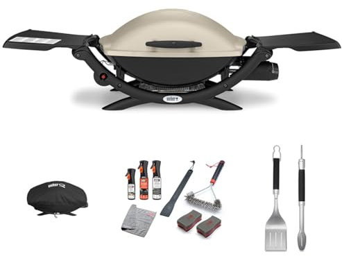 Bundle - Weber Q2000 Barbacoa de Gas, 55 x 39 cm, con mesas laterales plegables, Titanium (53060049)