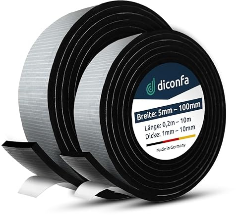 diconfa EPDM Zellkautschuk DICHTUNGSBAND selbstklebend WÄHLEN - BREITE: 5 bis 100mm - LÄNGE: 0,2 bis 10m - DICKE: 1 bis 10mm - 25mm x 3mm x 4m - DICHTBAND Innen Außen Moosgummi wasserdicht