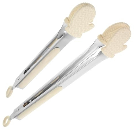 COLLBATH 2 Pezzi Pinza Per Friggere in Acciaio Inossidabile Pinza Per Cucina Buffet Antipasti Manico in Silicone Facile Da Pulire