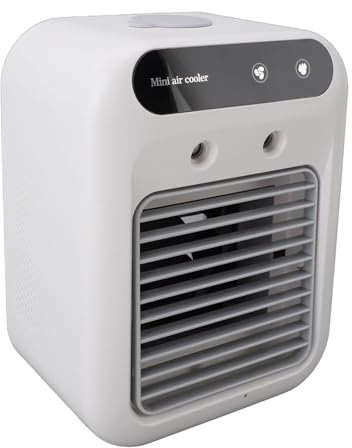 Focket Aire Acondicionado Portátil, Enfriamiento Eficiente Profesional de 3 Velocidades, Enfriador de Aire Evaporativo con Rociador de Larga Duración, Tanque de Agua de 500 Ml, Pantalla