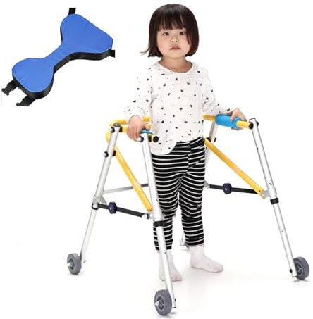 Joyfitness Gehbock mit Rollen Klappbar für Kinder, 4 Räder, Mobile Gehhilfen für Kinder, Rollatoren für Kinderrehabilitation mit Sitz, Rollatoren für Kinderrehabilitation mit Sitz