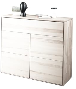 möbelando Kommode >KM-0662< 2 Türen, 1 Schub, 1 Boden, Kernbuche massiv - 100x89x40cm (BxHxT