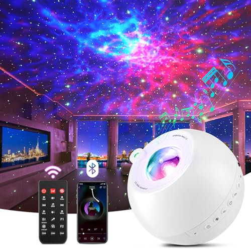 Projecteur Galaxy Bluetooth ciel étoilé 15 couleurs 15 musiques d'endormissement télécommande minuterie intensité variable lampe de nuit décoration