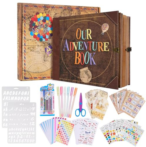 Our Adventure Book Viaggio album scrapbook 146 Pagine, 8.9 * 7.7 Inch Stile Retrò album fotografico di fai da Te/per Nozze, Anniversario, Natale, Ringraziamento, Regali di San Valentino