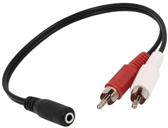 Partuto 3.5mm Female Stereo to 2 RCA Male AV Audio Aux Cable Cord Adapter | Universal, Long Lasting, Durable Material, Plug and Play