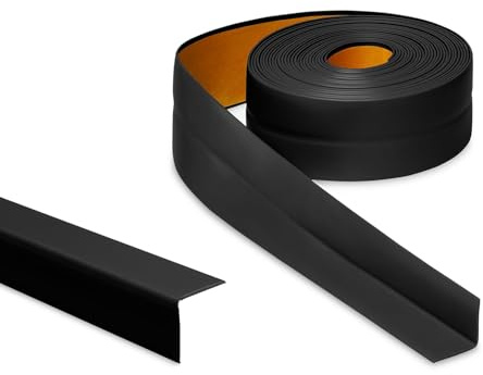 PRIMO Weichsockelleiste Selbstklebend 18 x 18mm, Schwarz - Länge: 5m - Sockelleiste für Küche und Badezimmer, Fußleiste Selbstklebend aus PVC, Knickleiste